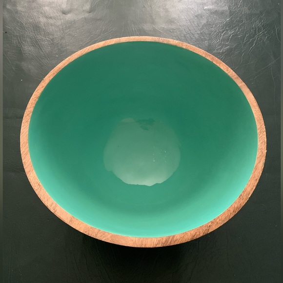 11 3/4” round bowl at top, 5” at bottom: Wood & Enamel - Picture 3 of 5